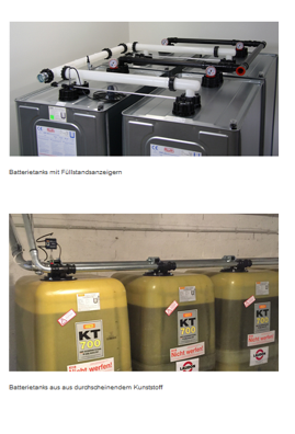 Graue und gelbe Batterietanks mit Füllstandsanzeiger_Lexikon_Lutz Tankschutz Karlsruhe